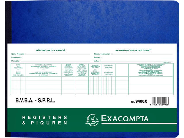 Register Piqure aandeelhouder bvba/sprl 80vel
