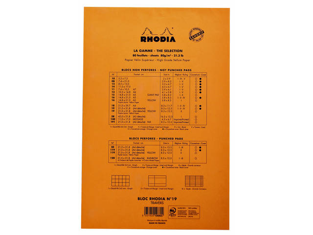 Schrijfblok Rhodia A4 lijn 80vel 80gr geel