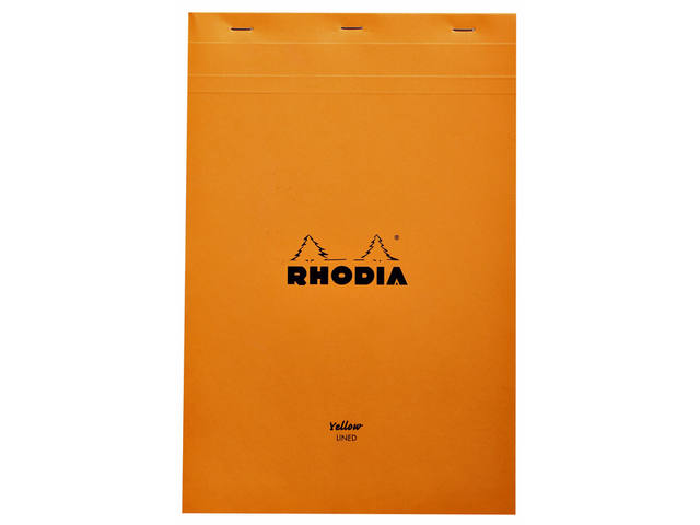 Schrijfblok Rhodia A4 lijn 80vel 80gr geel