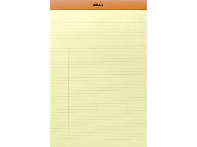 Schrijfblok Rhodia A4 lijn 80vel 80gr geel