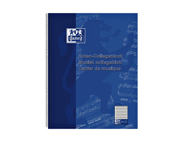 Collegeblk Oxf A4+ muziek 4gaats 100pag 80gr blauw