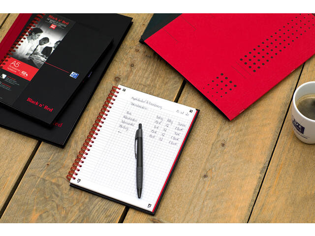 Notitieboek Oxford Black n  Red A4 96vel ruit 5mm