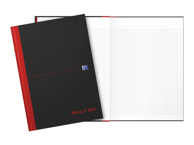 Notitieboek Oxford Black n  Red A4 96vel ruit 5mm