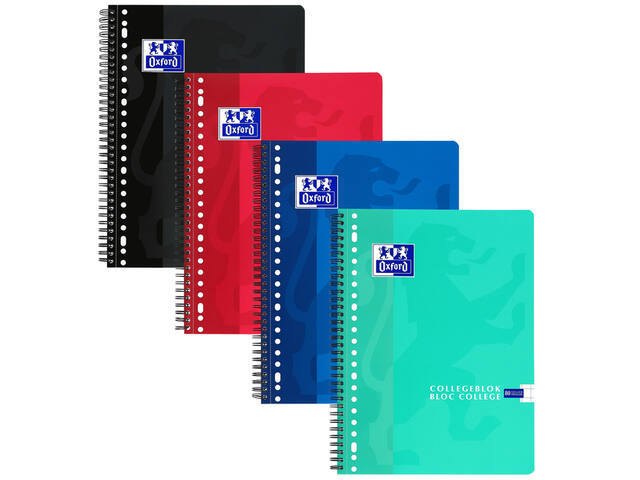 Collegeblk Oxf School A4 rt 10mm 23g 160pag ass