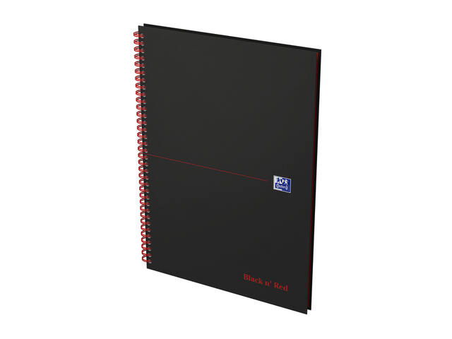 Spiraalblok Oxf Black en Red A4 lijn 140pag 80gr