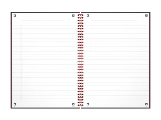 Spiraalblok Oxf Black en Red A4 lijn 140pag 80gr