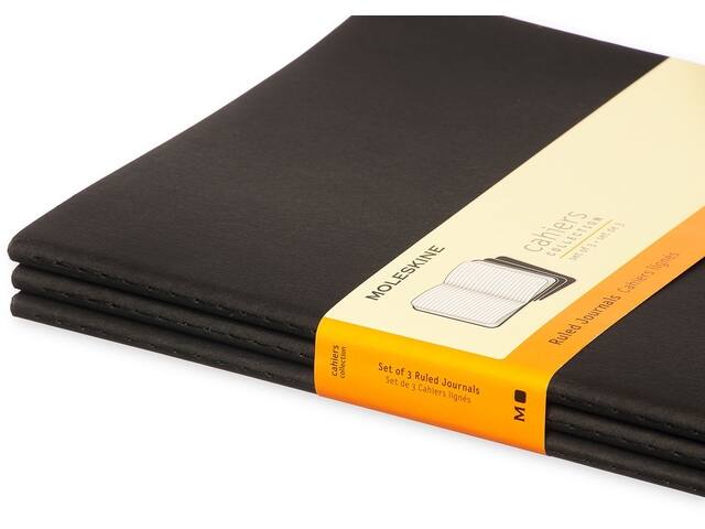 Schrift Moleskine 190x250mm lijn 240pag zwart 3st