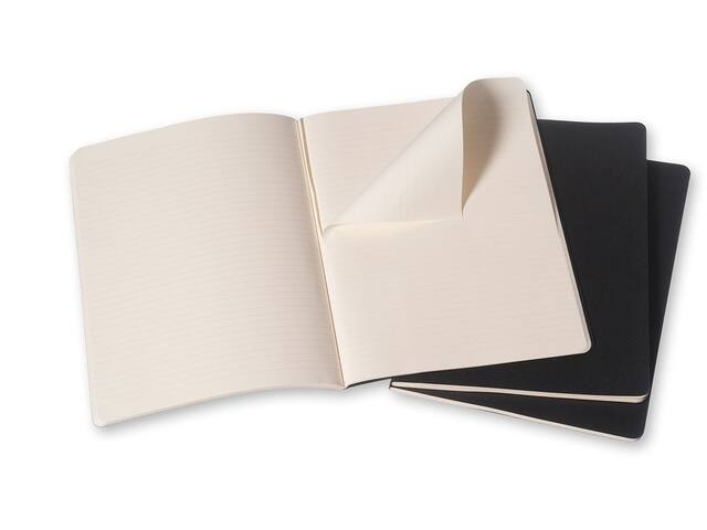 Schrift Moleskine 190x250mm lijn 240pag zwart 3st
