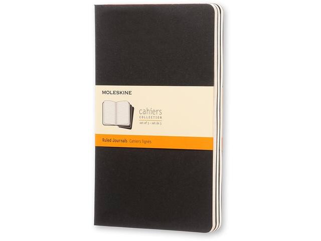 Schrift Moleskine 130x210mm lijn 160pag zwart 3st