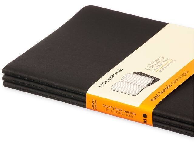 Schrift Moleskine 130x210mm lijn 160pag zwart 3st