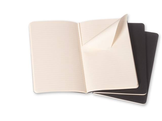 Schrift Moleskine 130x210mm lijn 160pag zwart 3st
