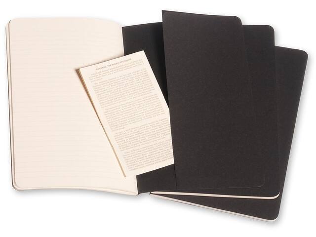 Schrift Moleskine 130x210mm lijn 160pag zwart 3st