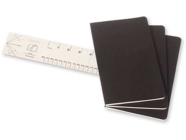 Schrift Moleskine 130x210mm lijn 160pag zwart 3st