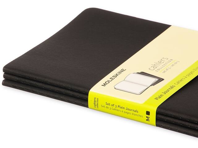 Schrift Moleskine 130x210mm blc 160pag zwart 3st