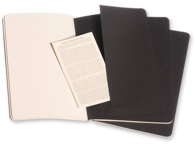 Schrift Moleskine 130x210mm blc 160pag zwart 3st