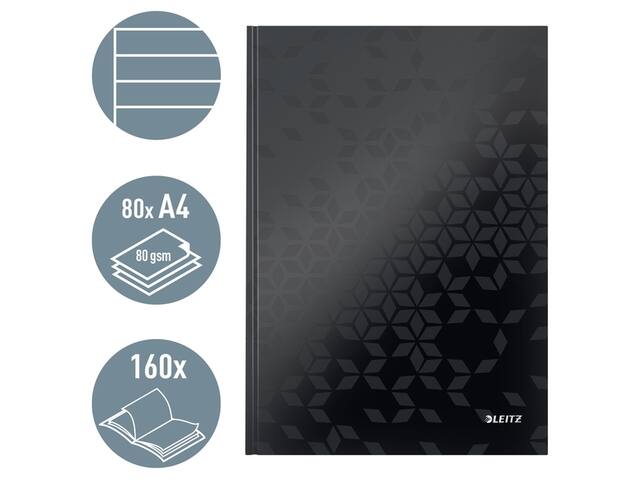Notitieboek Leitz WOW A4 lijn 80V zwart