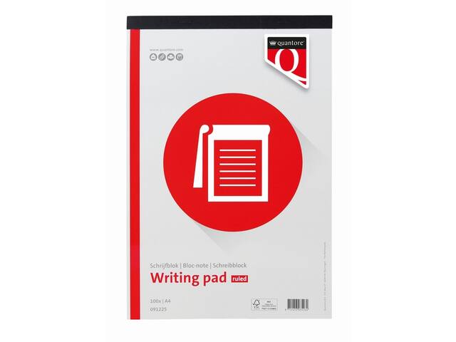 Schrijfblok Quantore A4 lijn 100vel 60gr