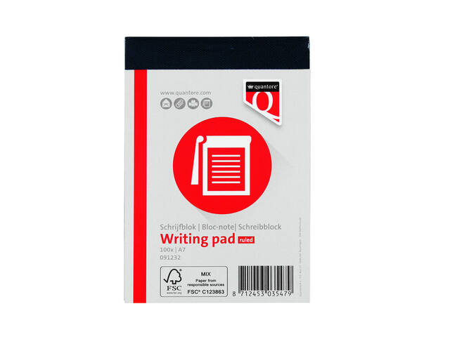 Schrijfblok Quantore A7 lijn 100vel 60gr