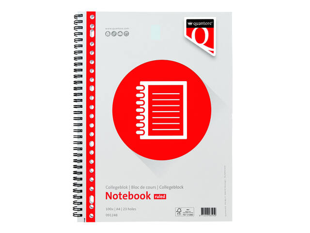 Collegeblok Quantore A4 lijn 23-gaats 200p 70gr