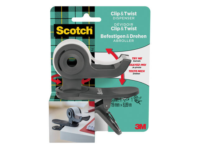 Plakbandhouder Scotch Clip dgs + 1rol tape