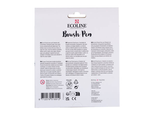 Brushpen Talens Ecoline set 10 stuks pastel