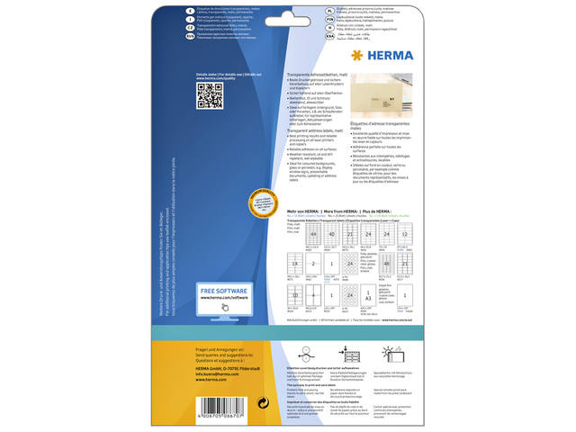 Etiket HERMA 8670 A4 63.5x38.1mm folie transp mat