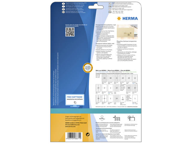 Etiket HERMA 8671 A4 99.1x38.1 folie transp mat