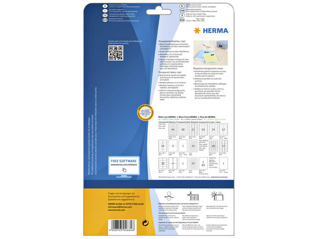 Etiket HERMA 4684 52.5x29.7mm A4 folie transp mat