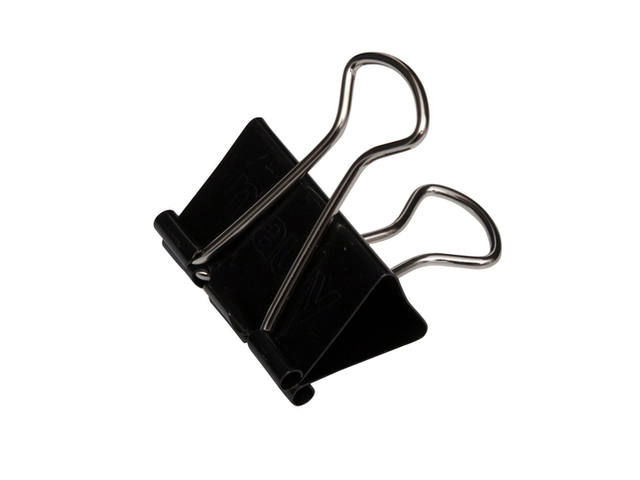 Papierklem MAUL foldback 215 13mm zwart 12 stuks