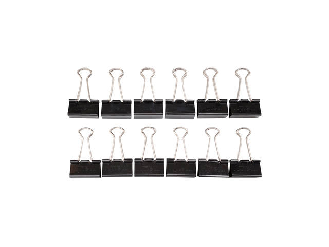 Papierklem MAUL foldback 215 13mm zwart 12 stuks