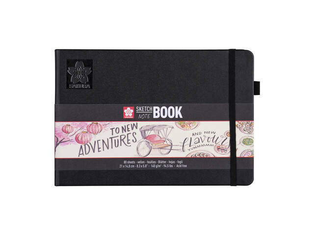 Schetsboek Sakura 80 witte vellen 210x148mm zwart