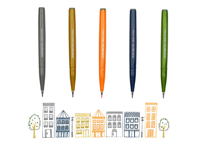 Brushpen Pentel Sign SES15C pastel assorti
