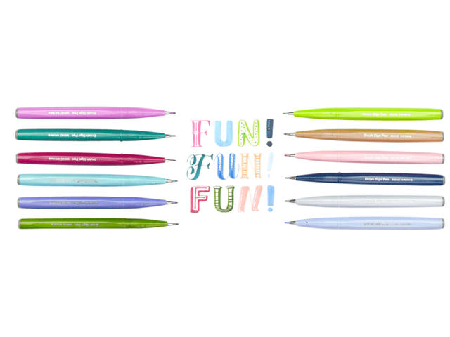 Brushpen Pentel Sign SES15C pastel assorti