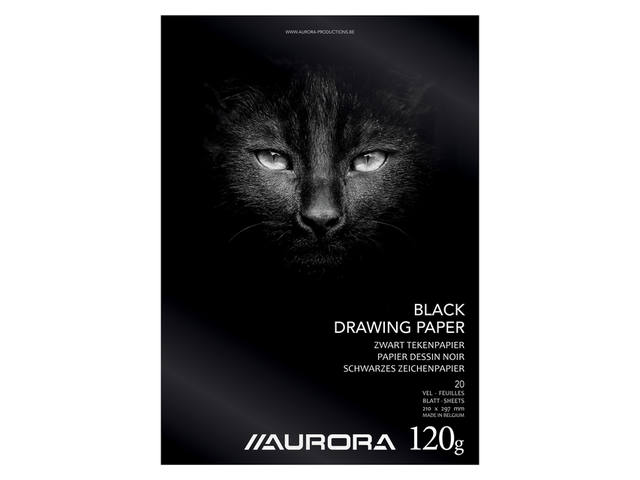 Tekenblok Aurora A4 20 vel 120gr zwart tekenpapier