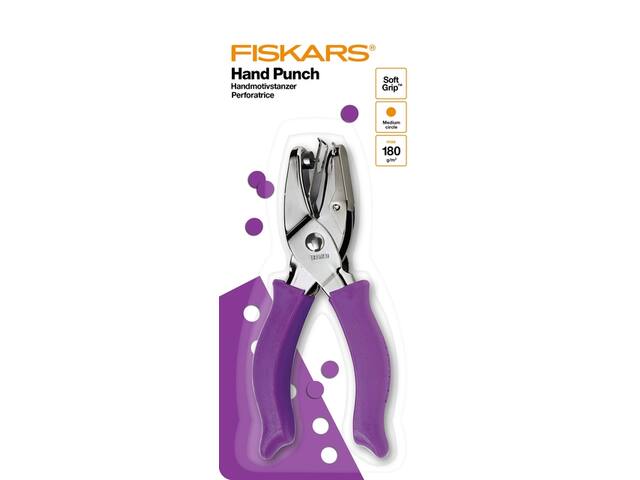 Handpuncher Fiskars M circle met SoftGrip paars