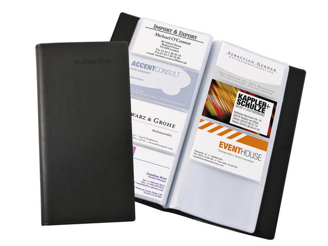 Visitekaartmap Sigel 192krt 90x58mm zwart