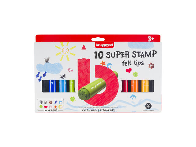Stempelstift Bruynzeel Kids Super Stamp 10st ass