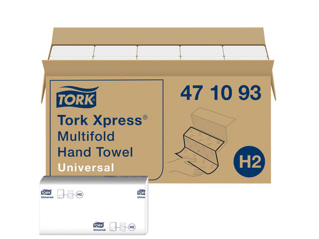 Handdoek Tork H2 Universal 1laags 213x234mm wit