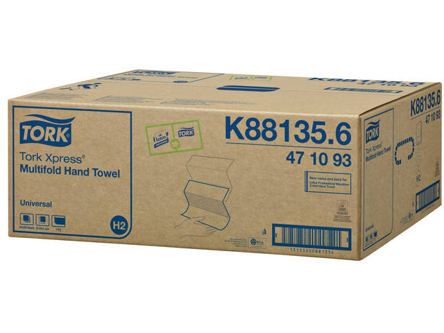 Handdoek Tork H2 Universal 1laags 213x234mm wit