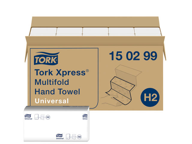 Handdoek Tork H2 Universal 2laags 213x234mm wit
