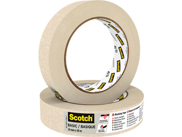 Afplaktape Scotch Basic 24mmx50m beige