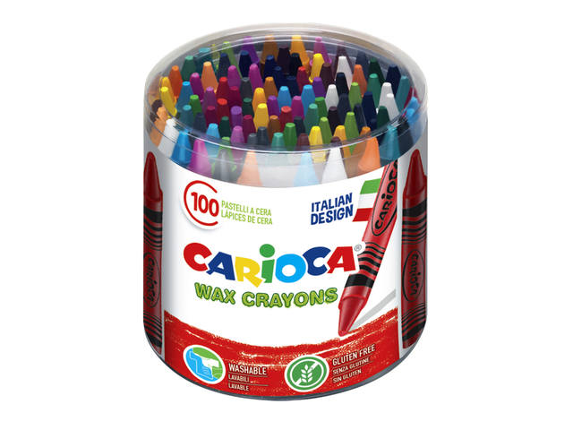 Waskrijt Carioca Maxi pot 100 stuks assorti