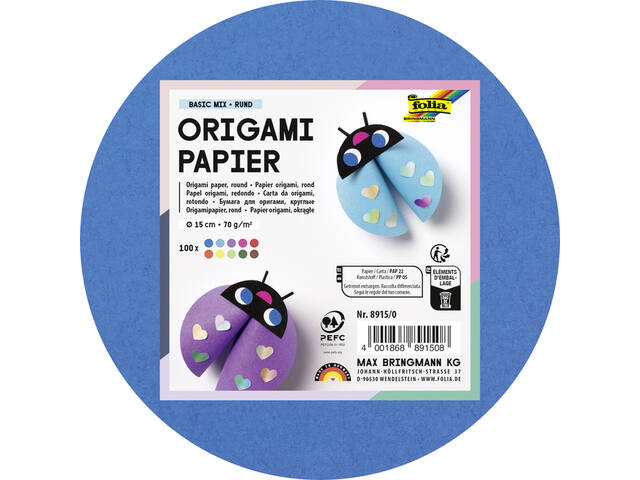 Origami pap Folia 70gr rnd 15cm 100 vel assorti kl