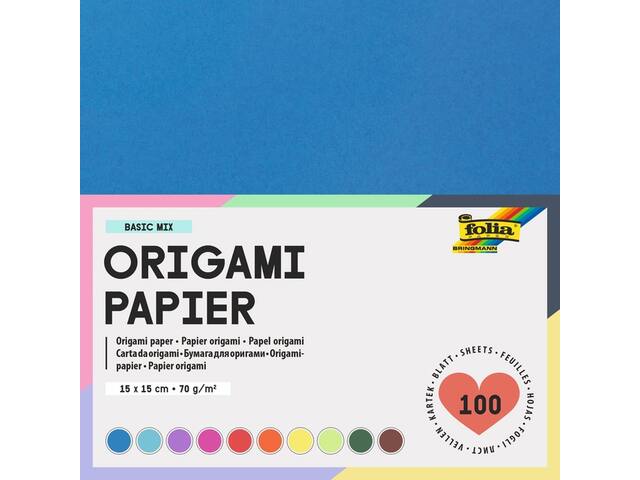 Origami pap Folia 70gr 15x15cm 100 vel assorti kl