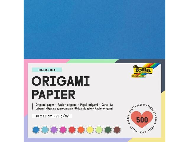 Origami pap Folia 70gr 10x10cm 500 vel assorti kl