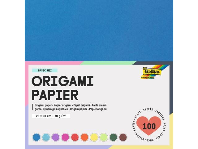 Origami pap Folia 70gr 20x20cm 100 vel assorti kl