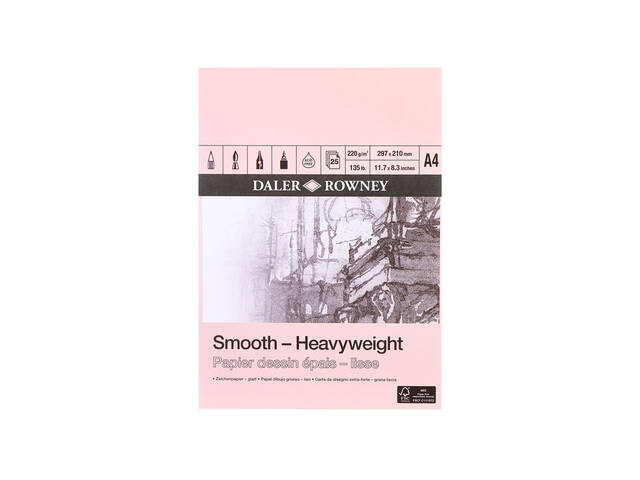 Tekenpapier Daler Rowney Smooth 220gr A4 wit