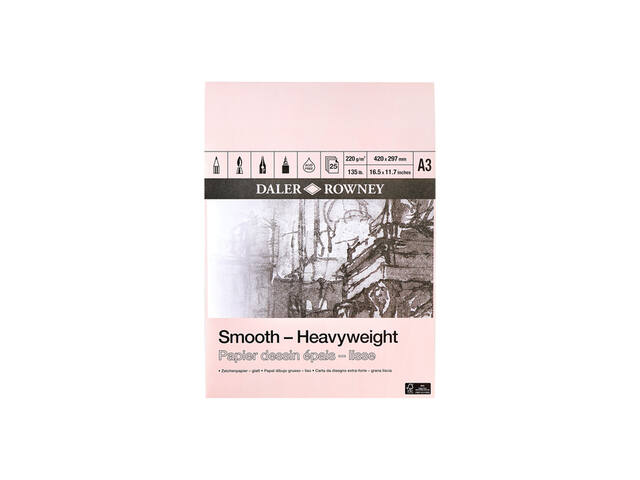 Tekenpapier Daler Rowney Smooth 220gr A3 wit