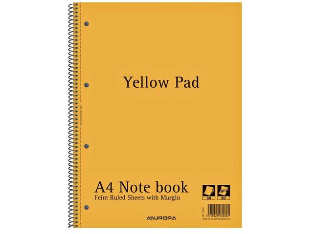 Collegeblk Aurora Yellow Pad A4 ln 4g 160pag geel