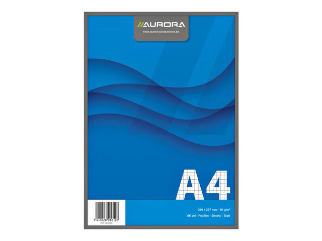 Schrijfblok Aurora A4 ruit 5x5mm 100vel 60gr bl